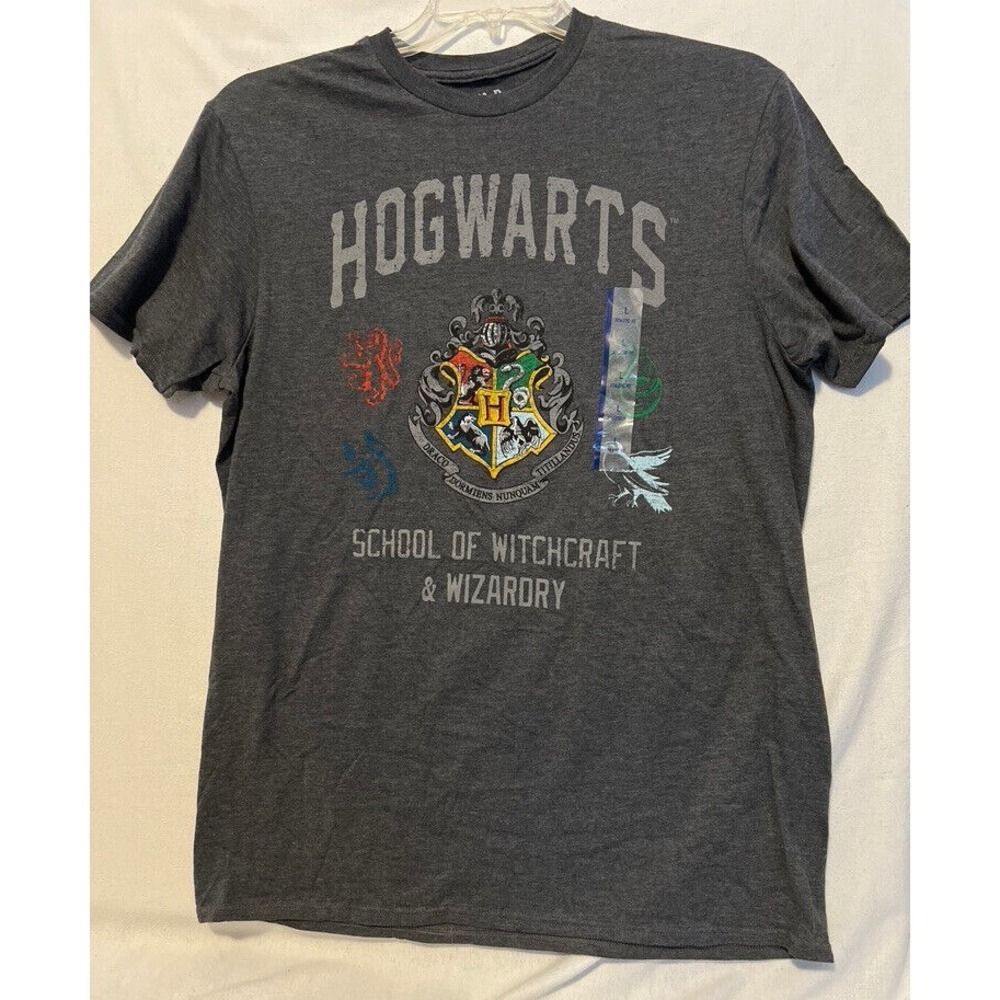 Harry Potter TShirt Hogwarts School‎ of Witchcraft  Unisex L Charcoal